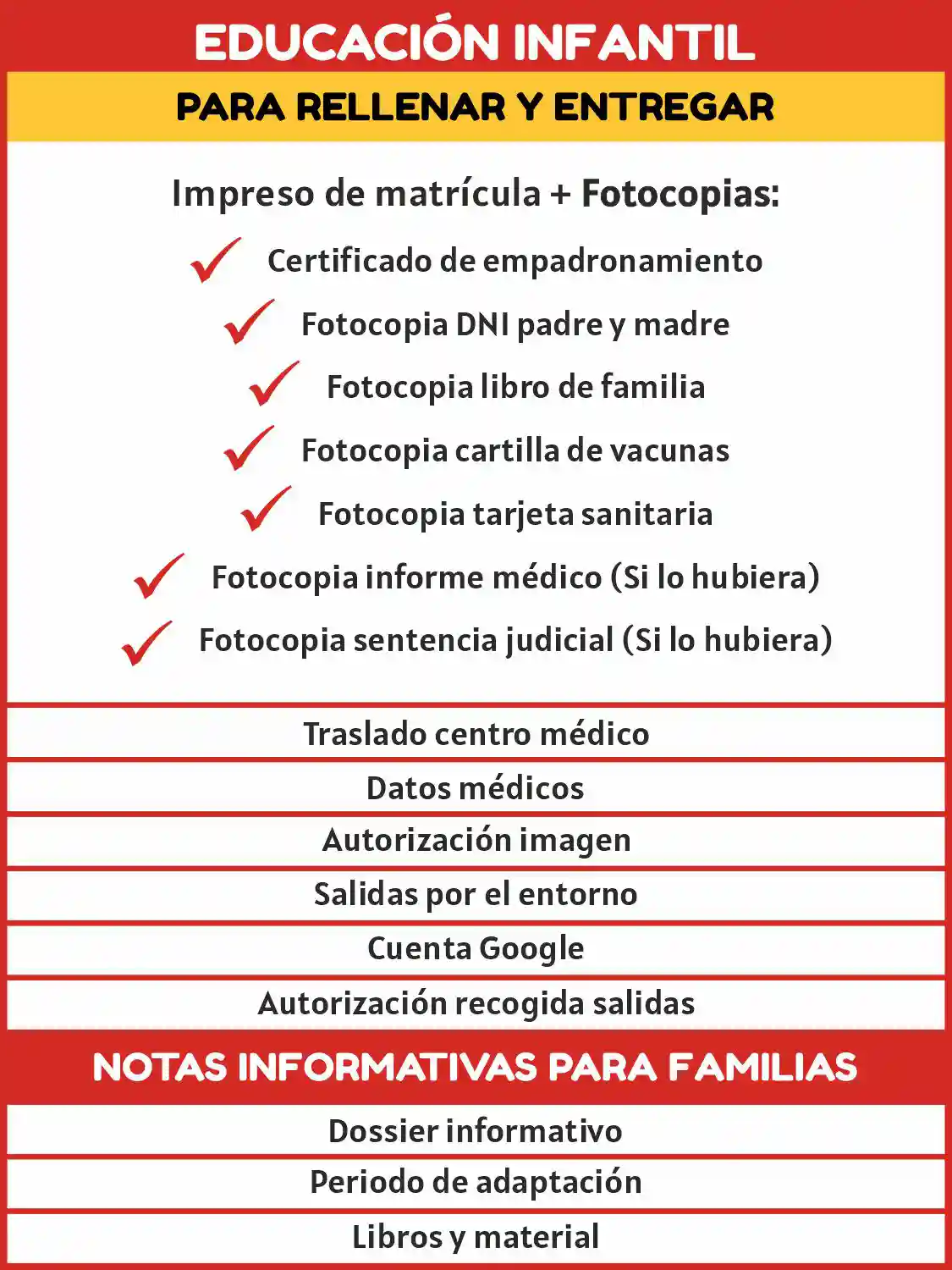 Matrículas Información Infantil